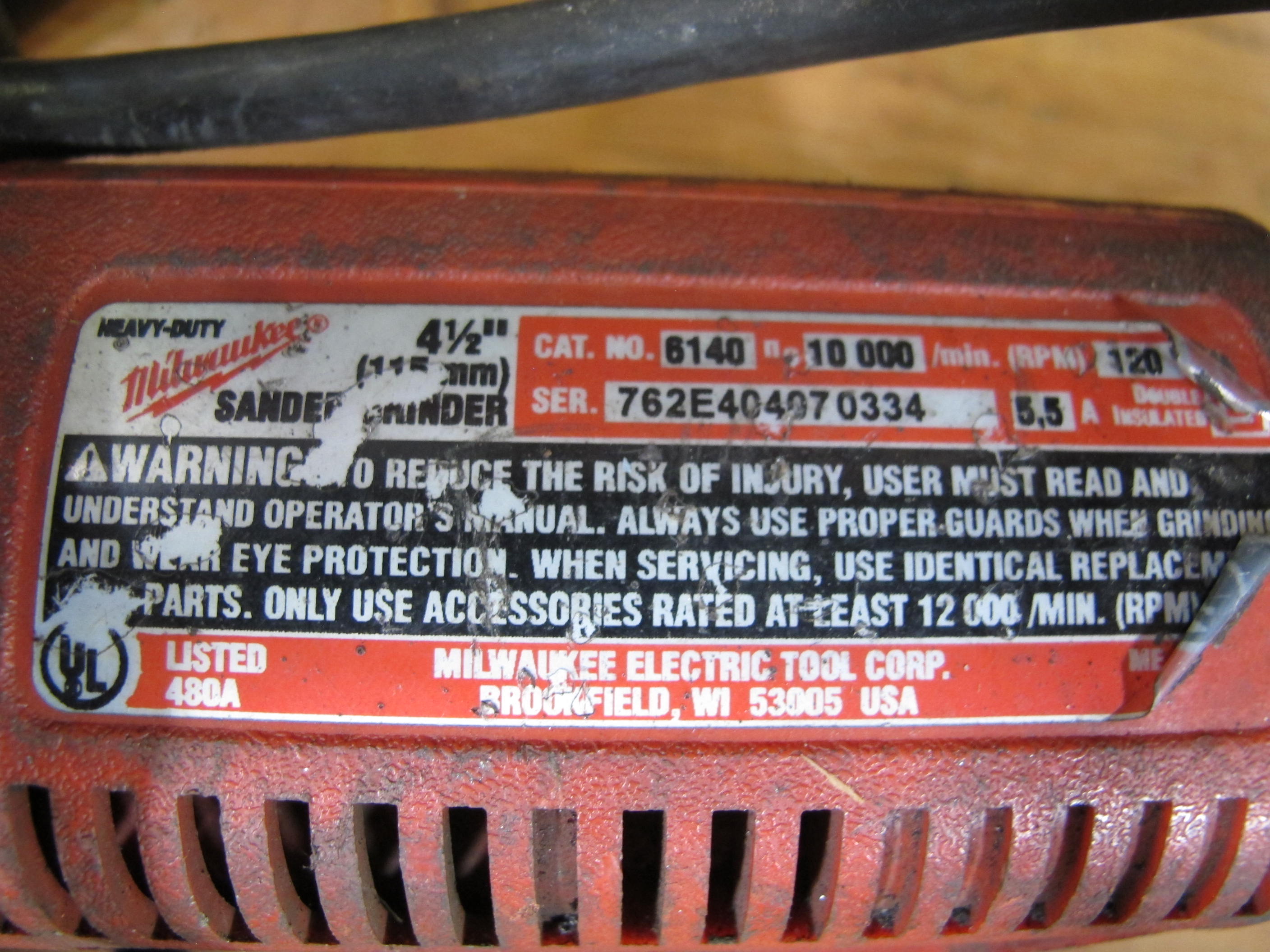 LOT TO INCLUDE: (3) MILWAUKEE ELECTRIC GRINDERS, (1) MAKITA ELECTRIC GRINDER, (1) AIRFLO PNEUMATIC AIR GRINDER. LOADING & HANDLING FEE $5-4003